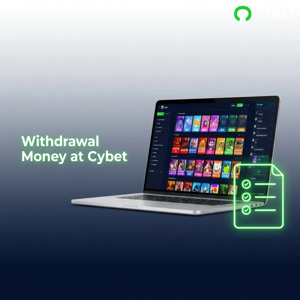 Cybet withdrawal process illustration showing step-by-step guide to cash out winnings from account menu
