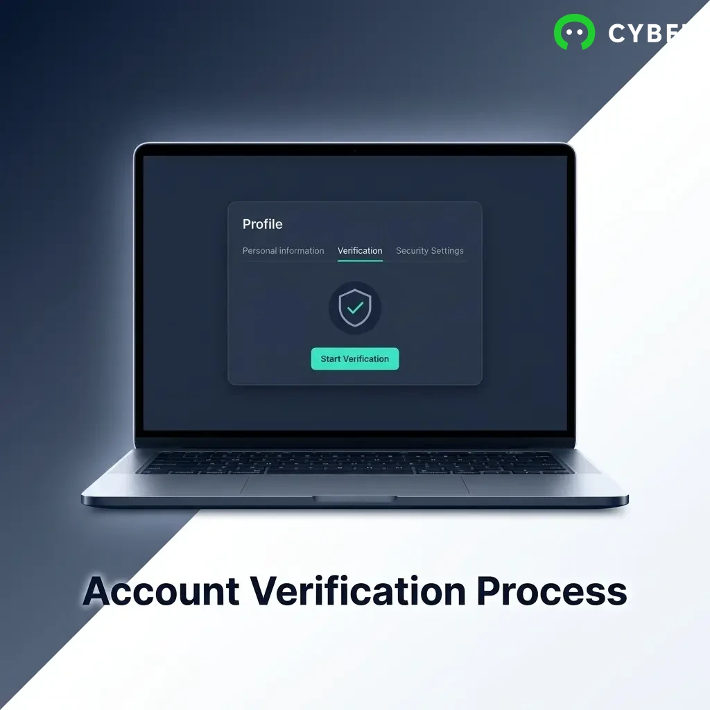 Step-by-step account KYC verification process showing ID proof, address proof, and payment method submission for full account access.