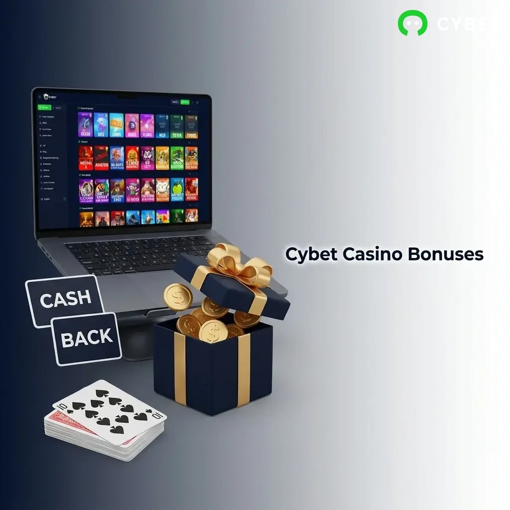 Cybet Casino bonuses including reload, cashback, free spins, and VIP offers for registered players