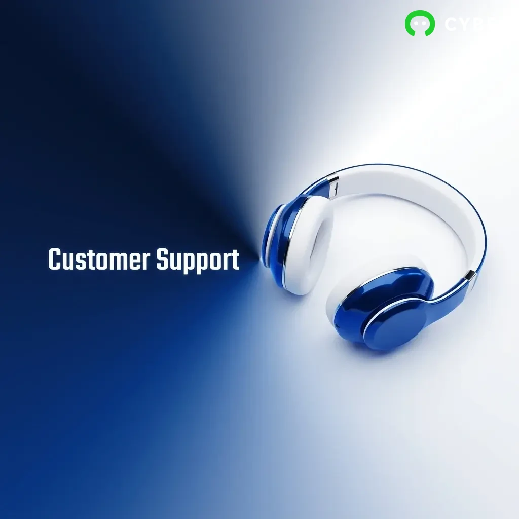 Cybet 24/7 customer support options including live chat, email, and FAQ help centre for iOS app users