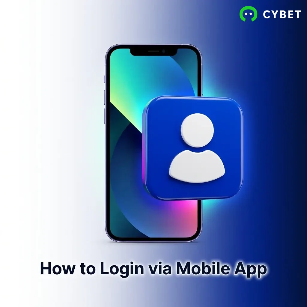 Cybet mobile app login screen on iOS showing email and password fields for quick account access