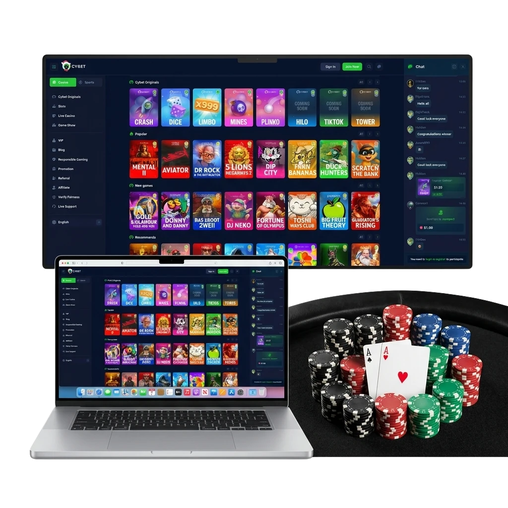 Cybet India online casino homepage with slots, live tables, crypto payments and 100% welcome bonus up to 500 USDT