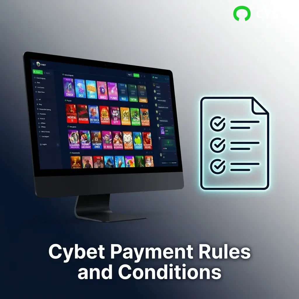 Cybet payment rules covering identity verification, one account policy, bonus wagering, and accurate wallet address requirements