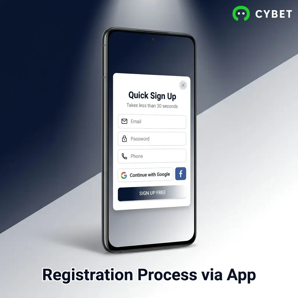 Mobile app registration steps showing account creation process with OTP verification in under three minutes