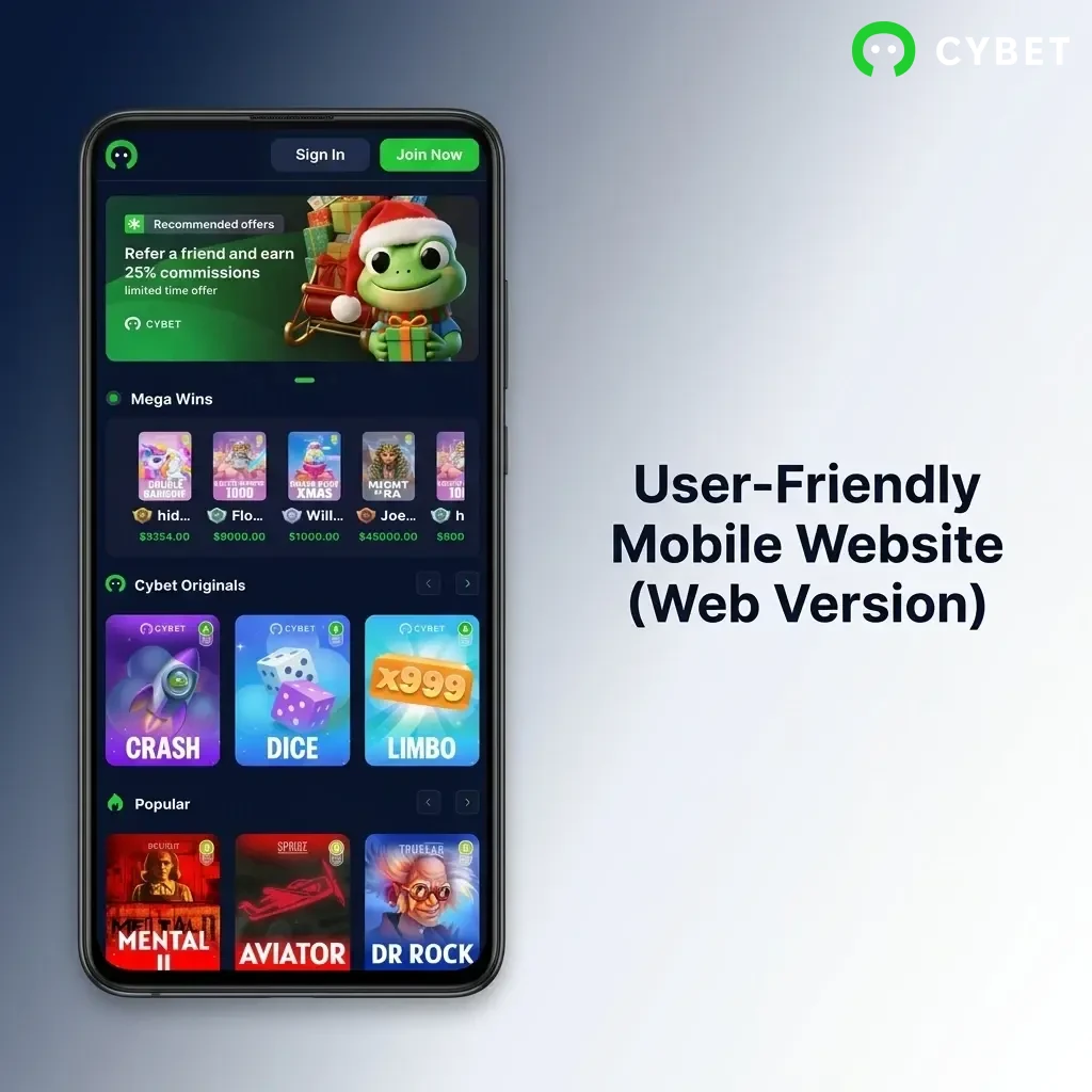 Cybet mobile website accessible on any smartphone browser with no download, full features, and fast loading across India