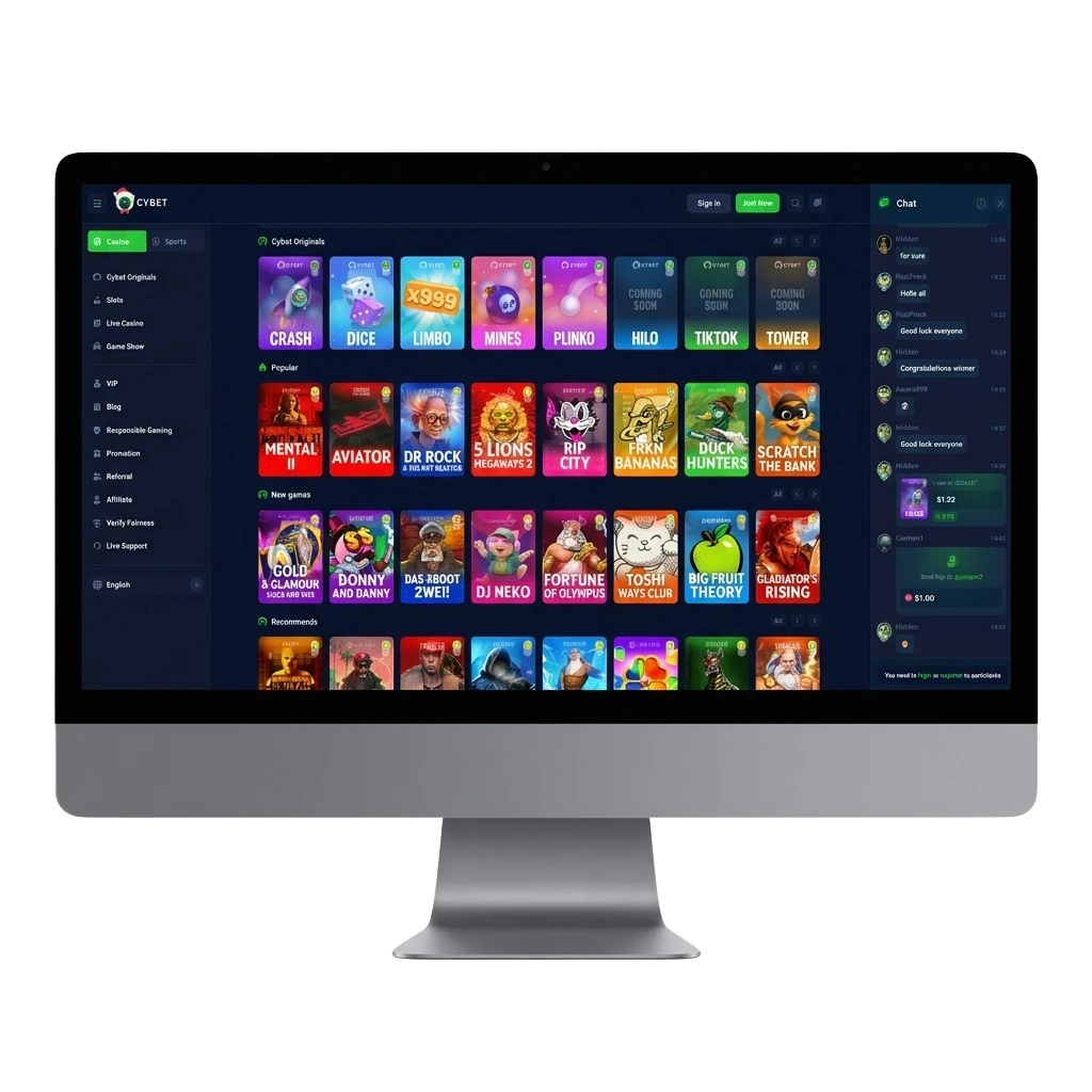 Cybet desktop app for PC Windows and MacOS covering live casino slots sports betting and table games