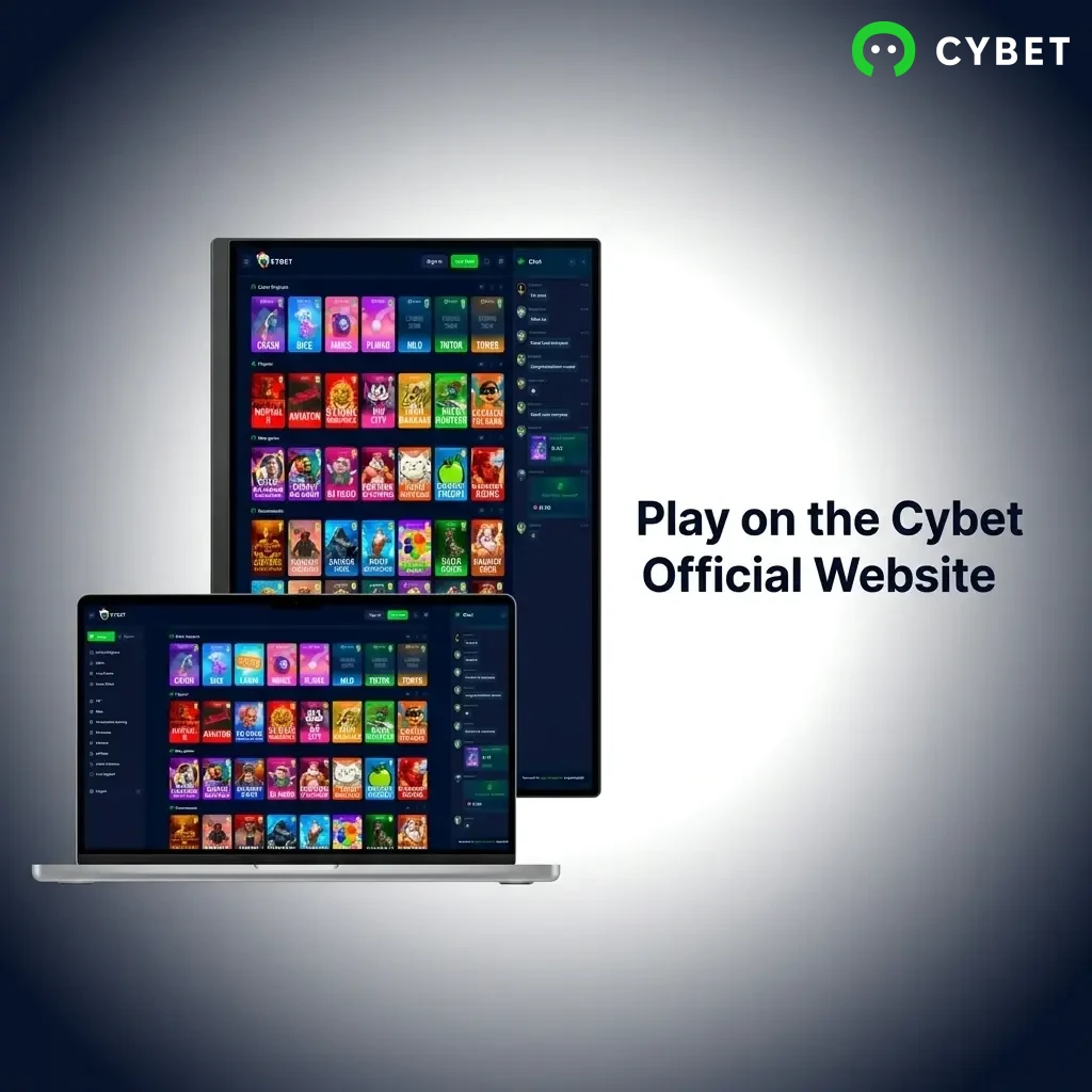Cybet official website homepage showing sports betting, live casino, slots and table games accessible via browser