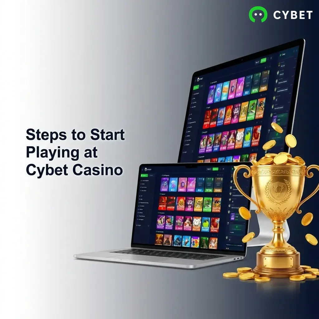 Steps to start playing at Cybet Casino including login, deposit, bonus claim, game selection, and placing bets