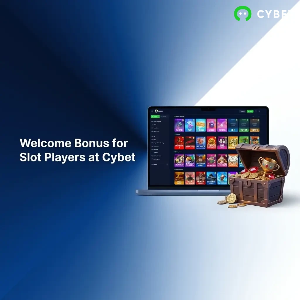 Cybet welcome bonus for slot players showing 100% match up to 500 USDT and 50 free spins on first deposit