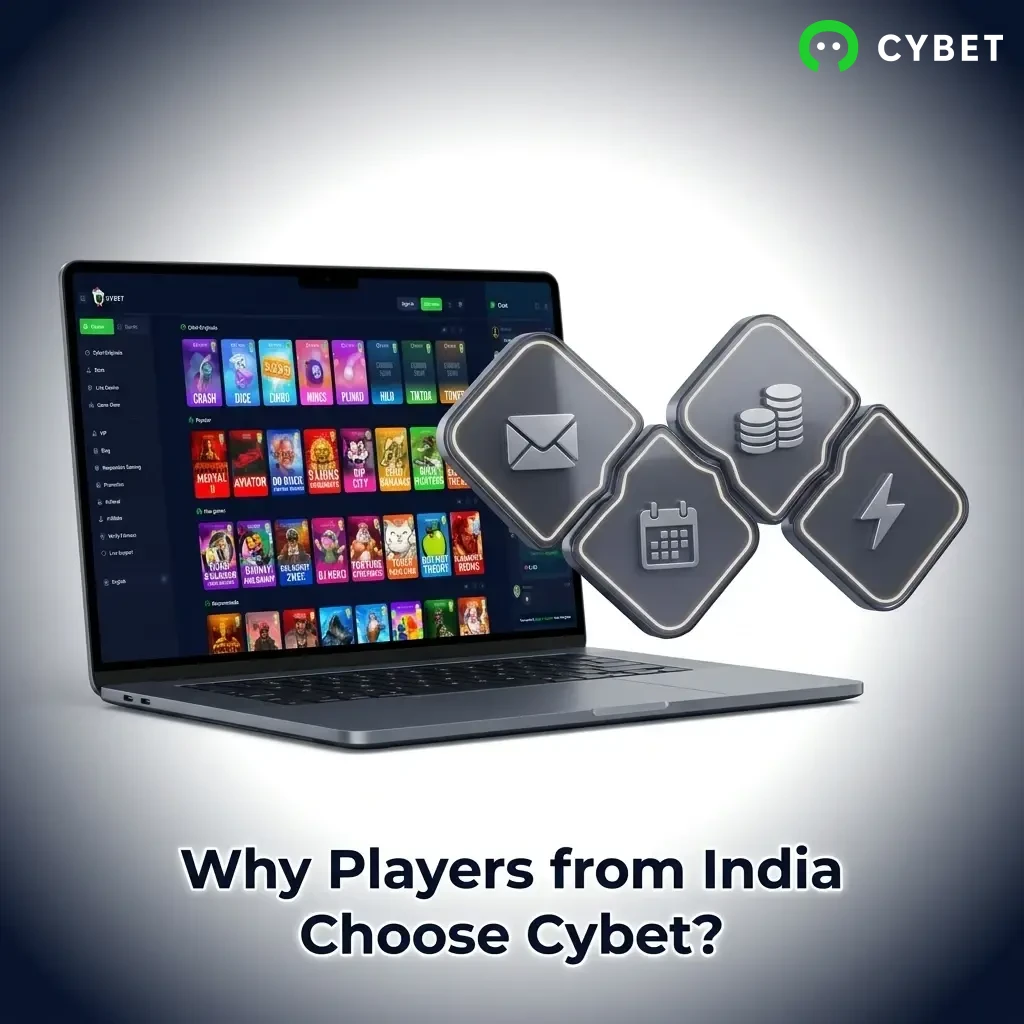 Cybet casino features for Indian players including crypto payments, Teen Patti, welcome bonus, and mobile app